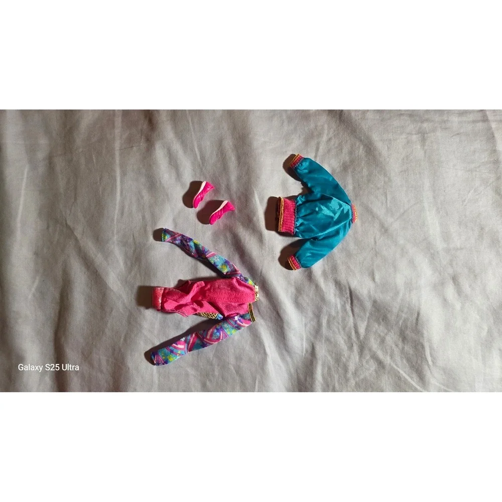Barbie Doll Gymnast Set Teal Bomber Jacket Pink Bodysuit and Shoes 3pc Lo
